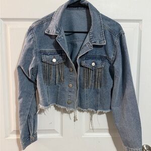 Fashion Nova Denim Jacket with Fringe Detail